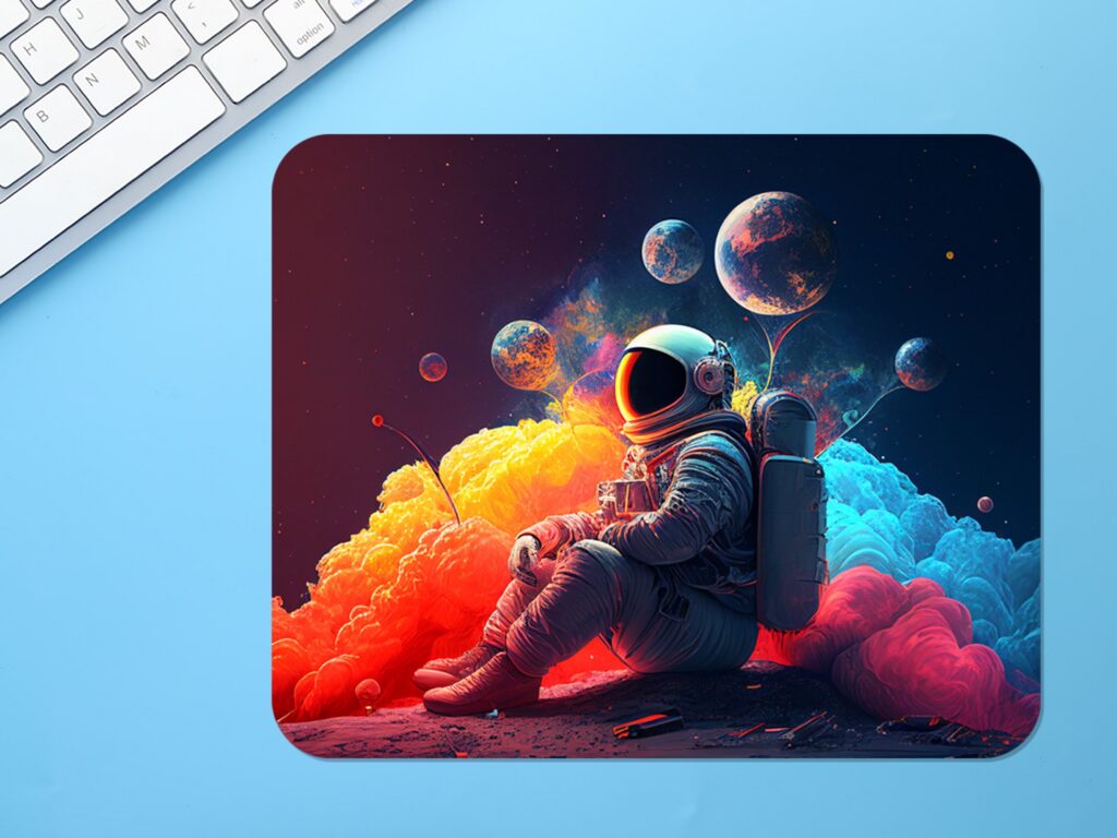 Meditating Astronaut Mousepad, Soft Polyester, Unique Design