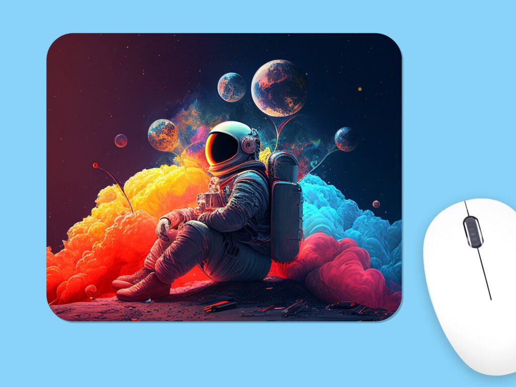 Meditating Astronaut Mousepad, Soft Polyester, Unique Design