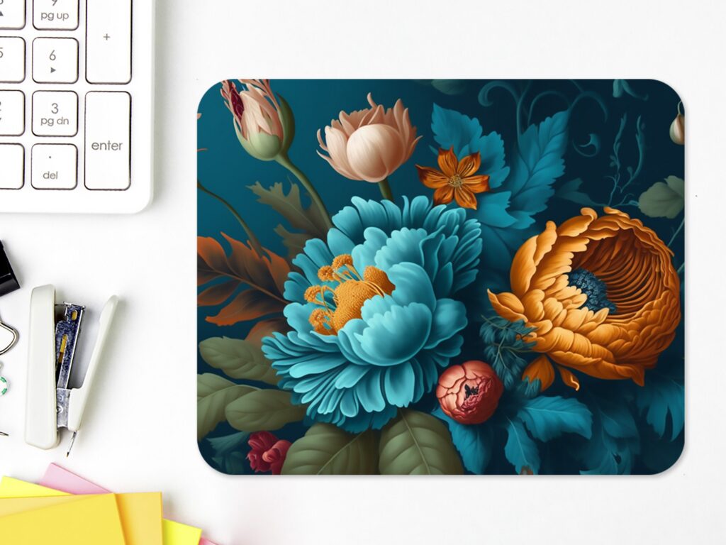 Floral Mouse Pad, Soft Polyester Fabric, Unique Design