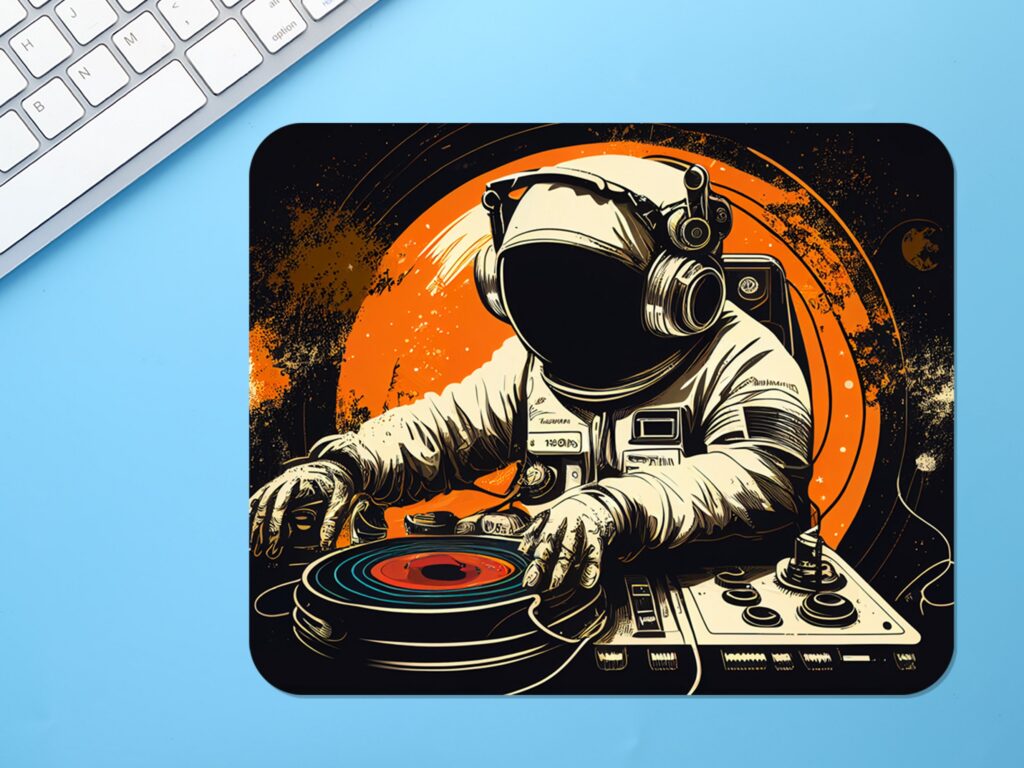 DJ Astronaut Mousepad, Polyester Fabric, Print