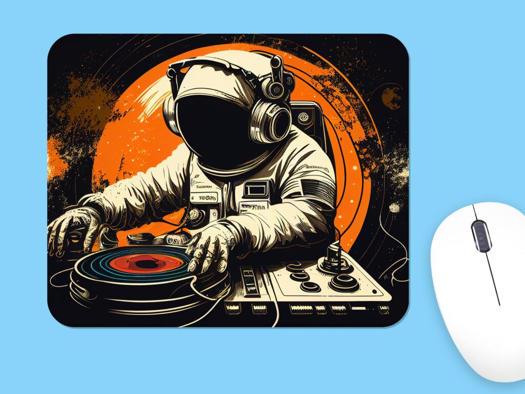DJ Astronaut Mousepad, Polyester Fabric, Print