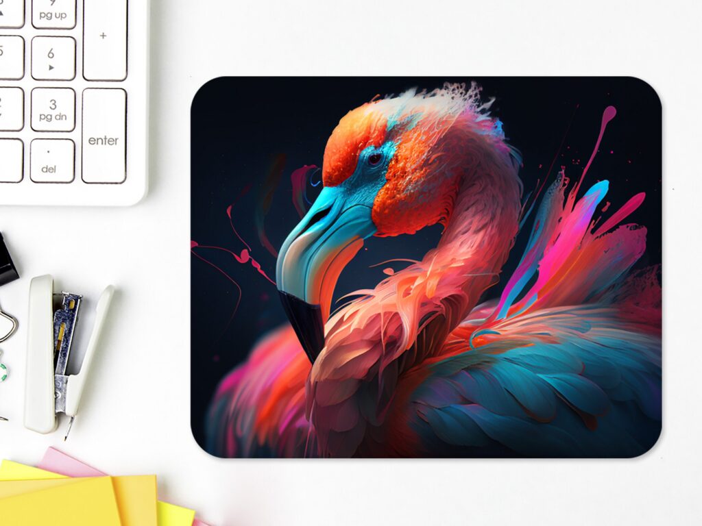 Vibrant Flamingo Mousepad, Polyester Fabric, Rubber Backing