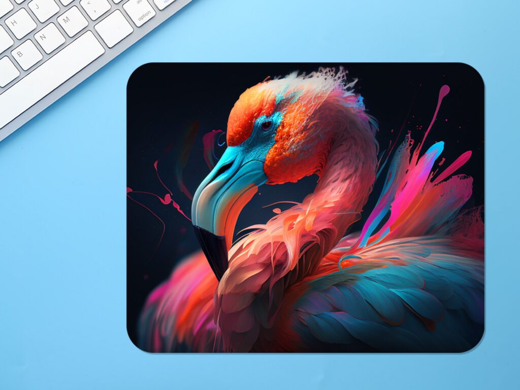 Vibrant Flamingo Mousepad, Polyester Fabric, Rubber Backing