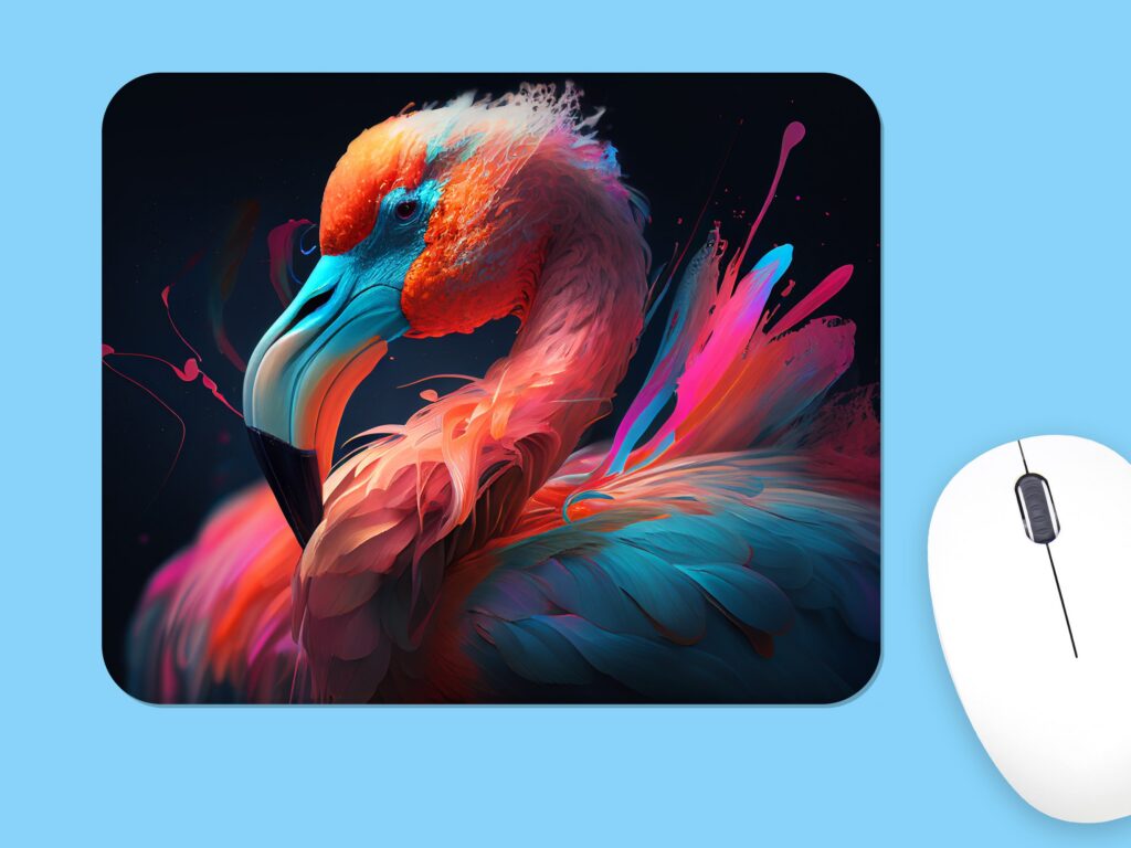 Vibrant Flamingo Mousepad, Polyester Fabric, Rubber Backing