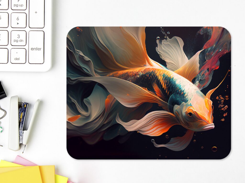 Koi Fish Mousepad, Premium Printing, Soft Polyester