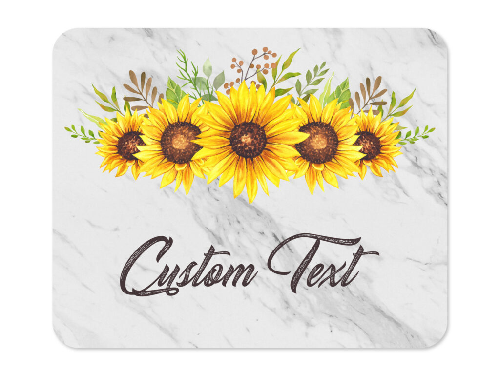 Custom Text Sunflower Mousepad, Soft Polyester, Personalized Gift