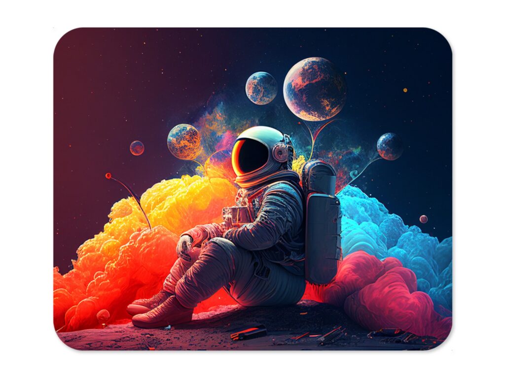 Meditating Astronaut Mousepad, Soft Polyester, Unique Design