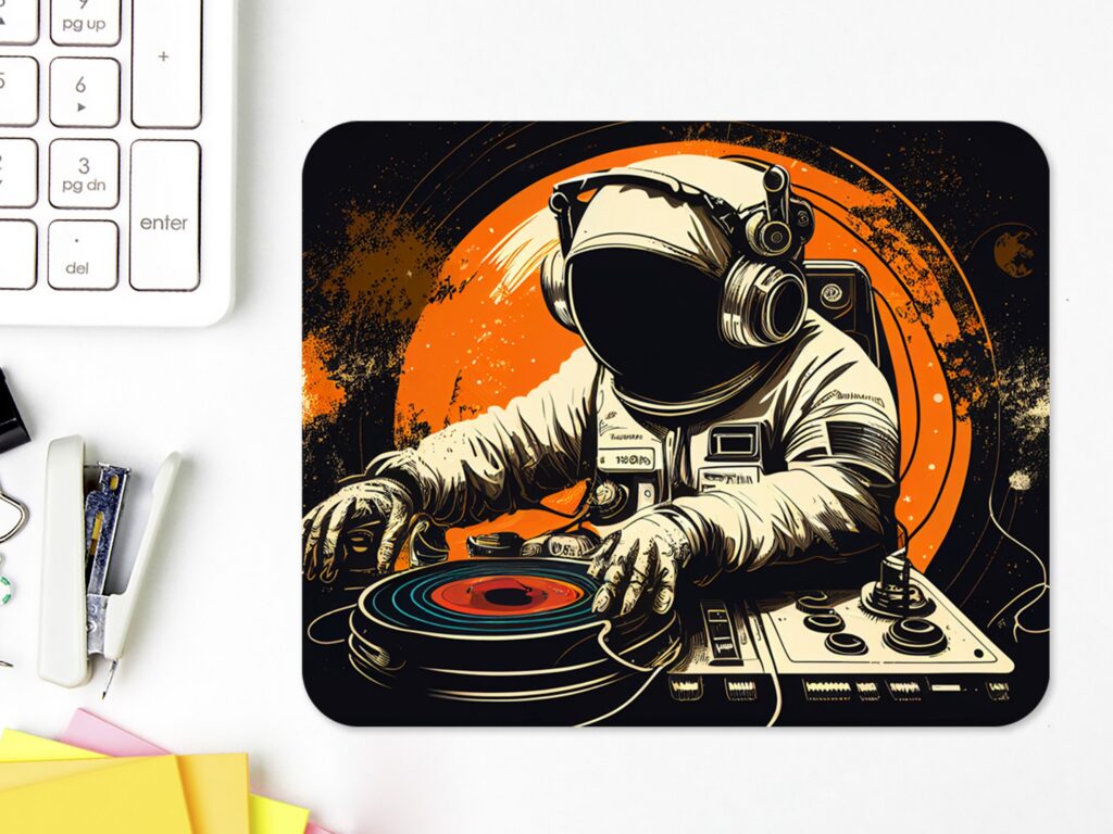 DJ Astronaut Mousepad, Polyester Fabric, Print