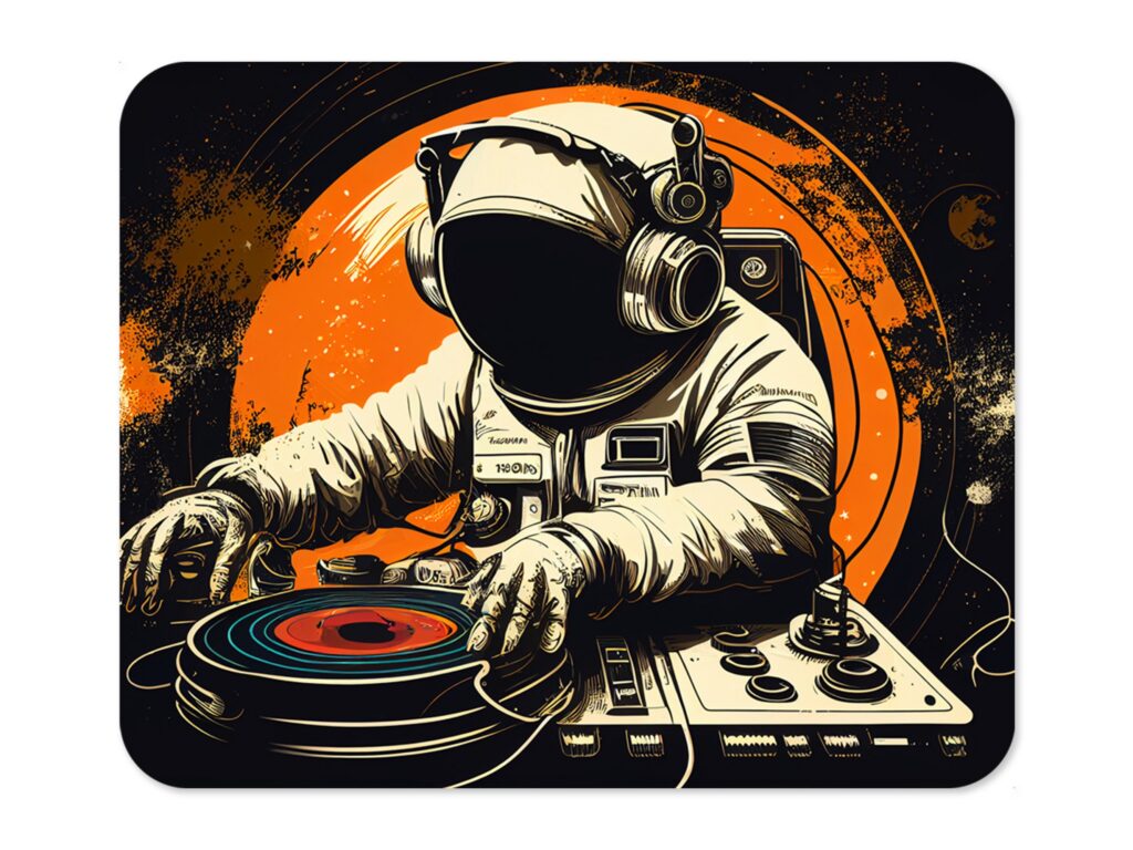 DJ Astronaut Mousepad, Polyester Fabric, Print