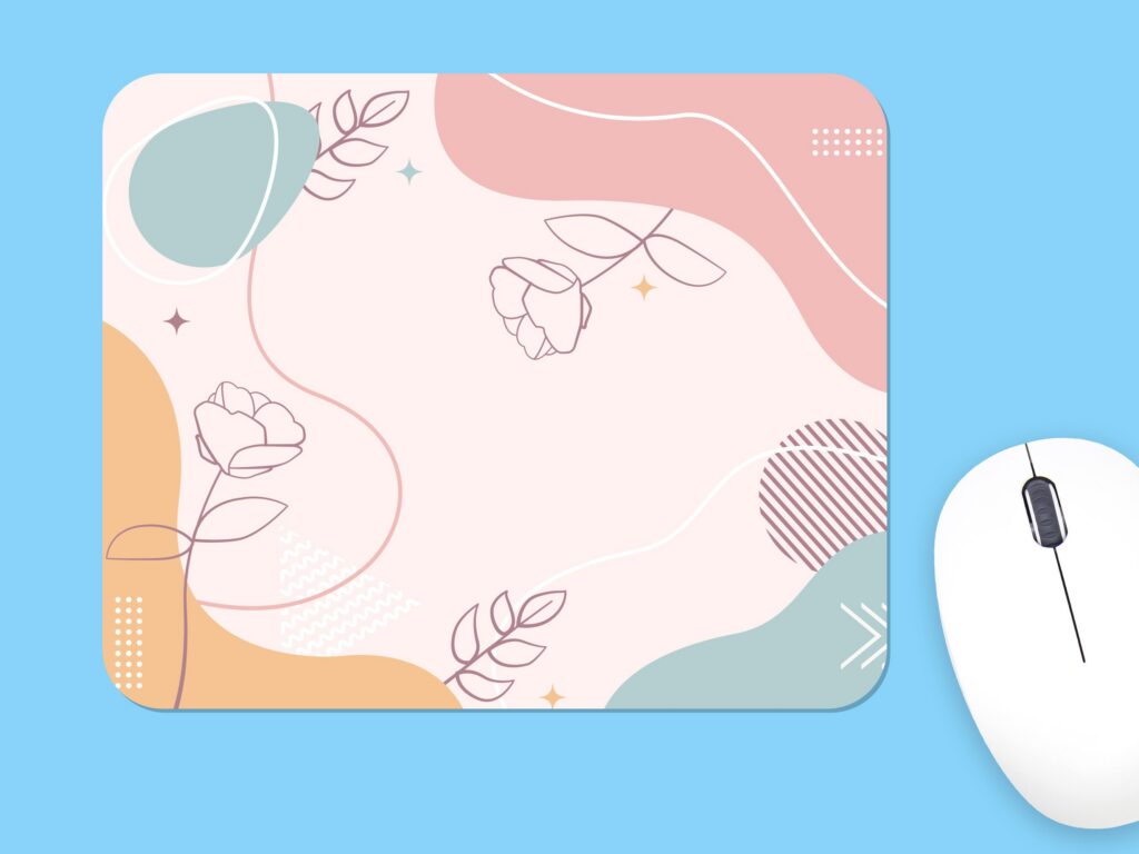 Floral Pastel Mousepad, Abstract Desk Decor for Women or Men