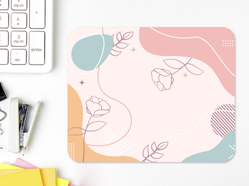 Floral Pastel Mousepad, Abstract Desk Decor for Women or Men