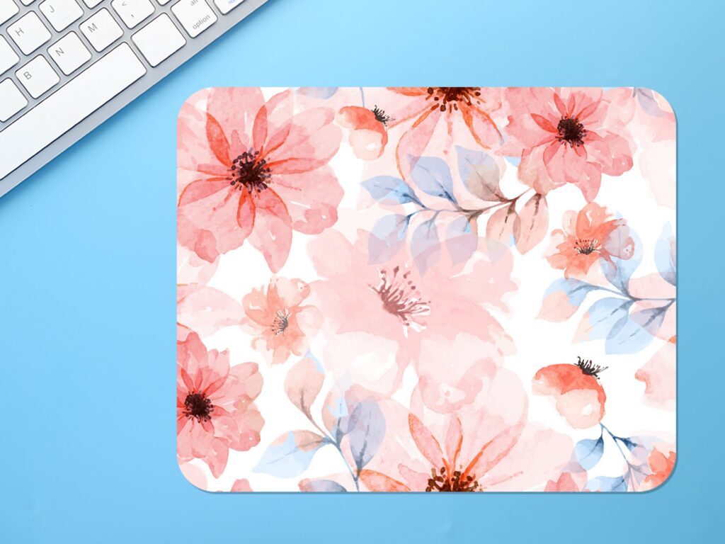 Watercolor Floral Mousepad, Soft Polyester Fabric, Unique Design