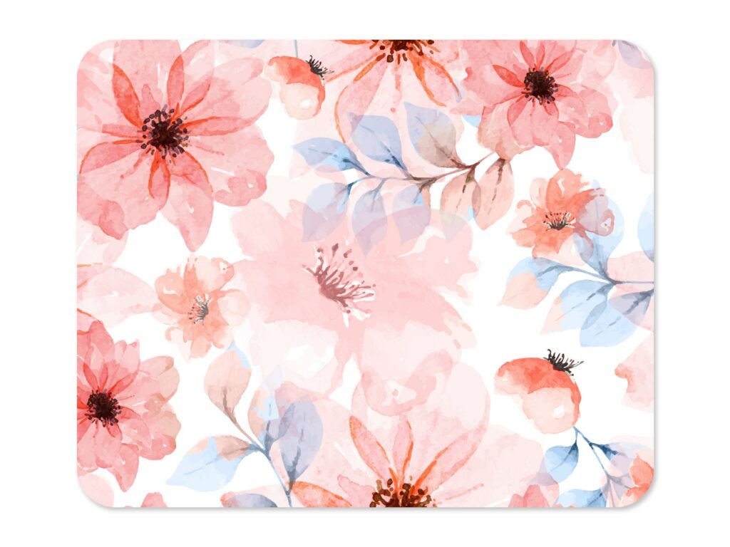Watercolor Floral Mousepad, Soft Polyester Fabric, Unique Design