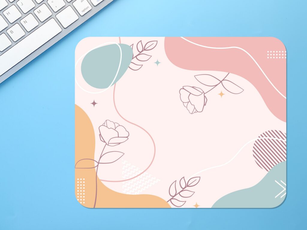 Floral Pastel Mousepad, Abstract Desk Decor for Women or Men