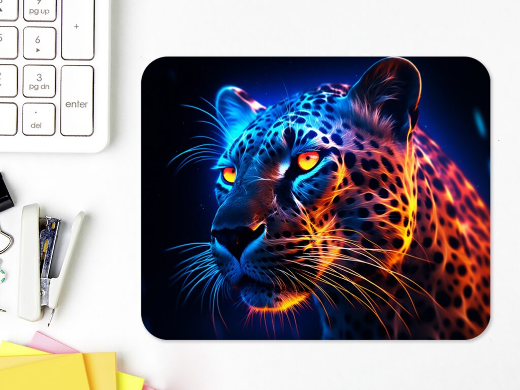 CHEETAH With Neon Glow MOUSEPAD, Soft Polyester Mouse Pad, Premium Printing, Long-Lasting Colors, Unique Design, Thoughtful Gift