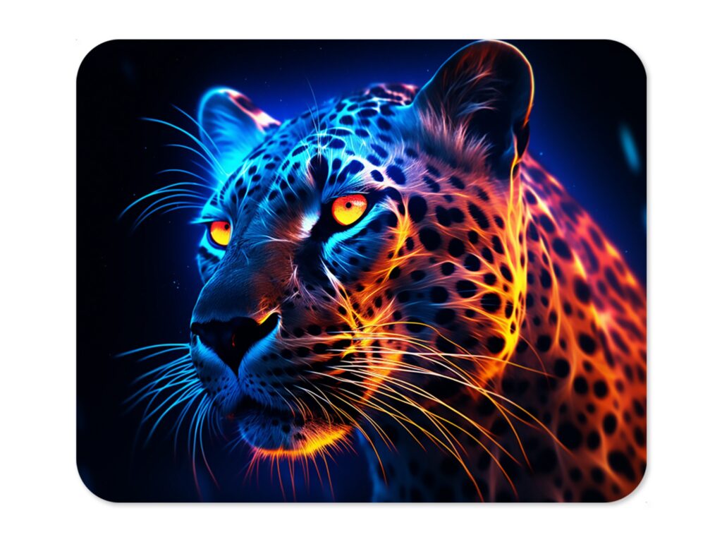 CHEETAH With Neon Glow MOUSEPAD, Soft Polyester Mouse Pad, Premium Printing, Long-Lasting Colors, Unique Design, Thoughtful Gift