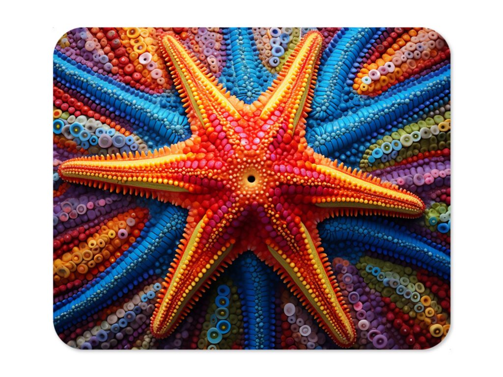 Colorful STARFISH Polyester Mouse Pad, Premium Printing mousepad, Long-Lasting Colors, Unique Starfish Design, Thoughtful Gift, Office gift