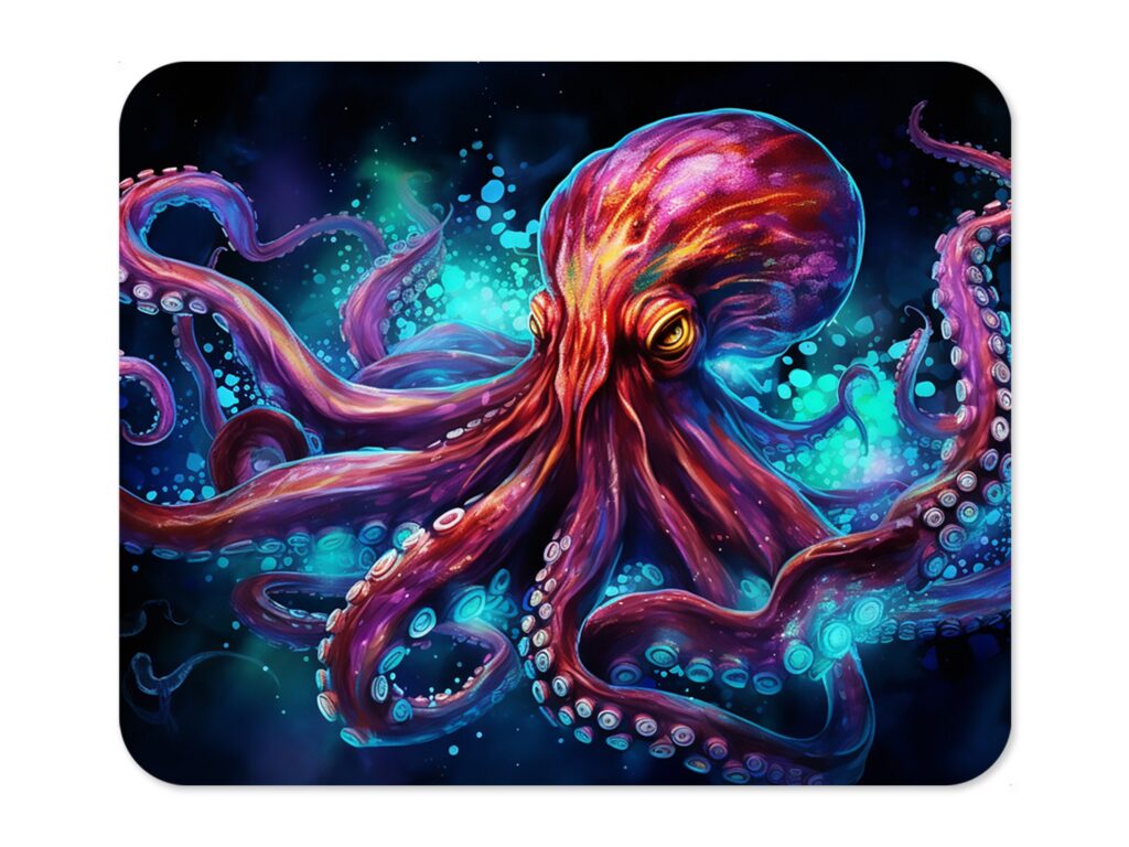 Colorful OCTOPUS Polyester Mouse Pad, Premium Printing mousepad, Long-Lasting Colors, Unique Octopus Design, Thoughtful Gift, Office gift