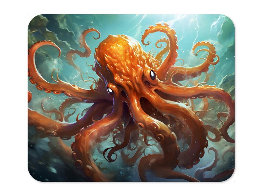 Octopus Art Mouse Pad, Colorful Desk Decor, Office Gift