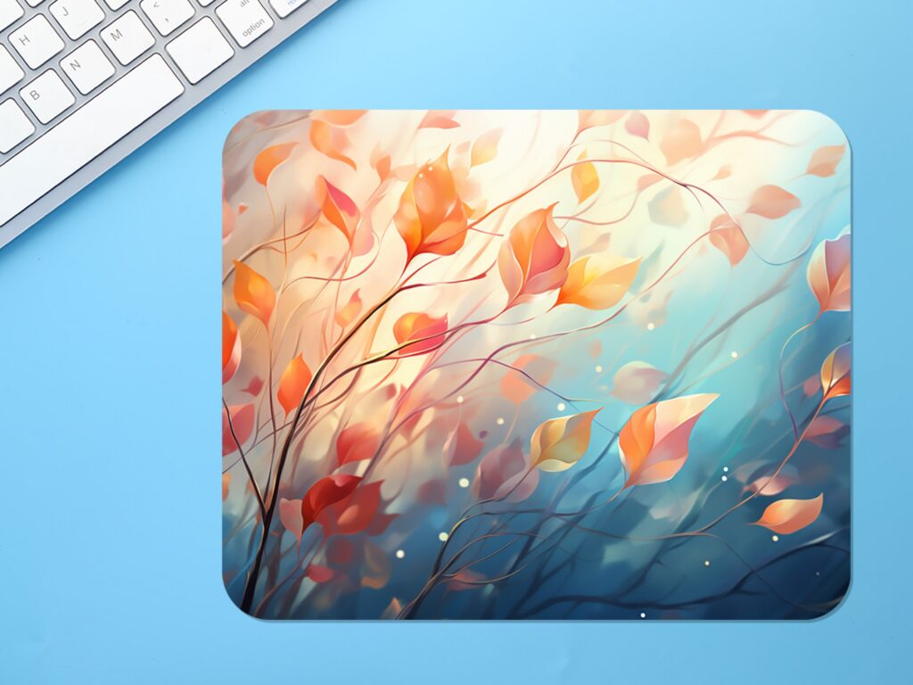 Autumn Leaves Polyester Mouse Pad, Colorful Print, EU Made