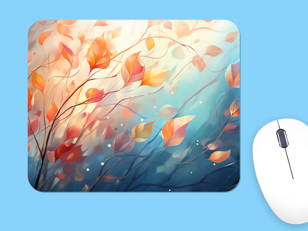 Autumn Leaves Polyester Mouse Pad, Colorful Print, EU Made