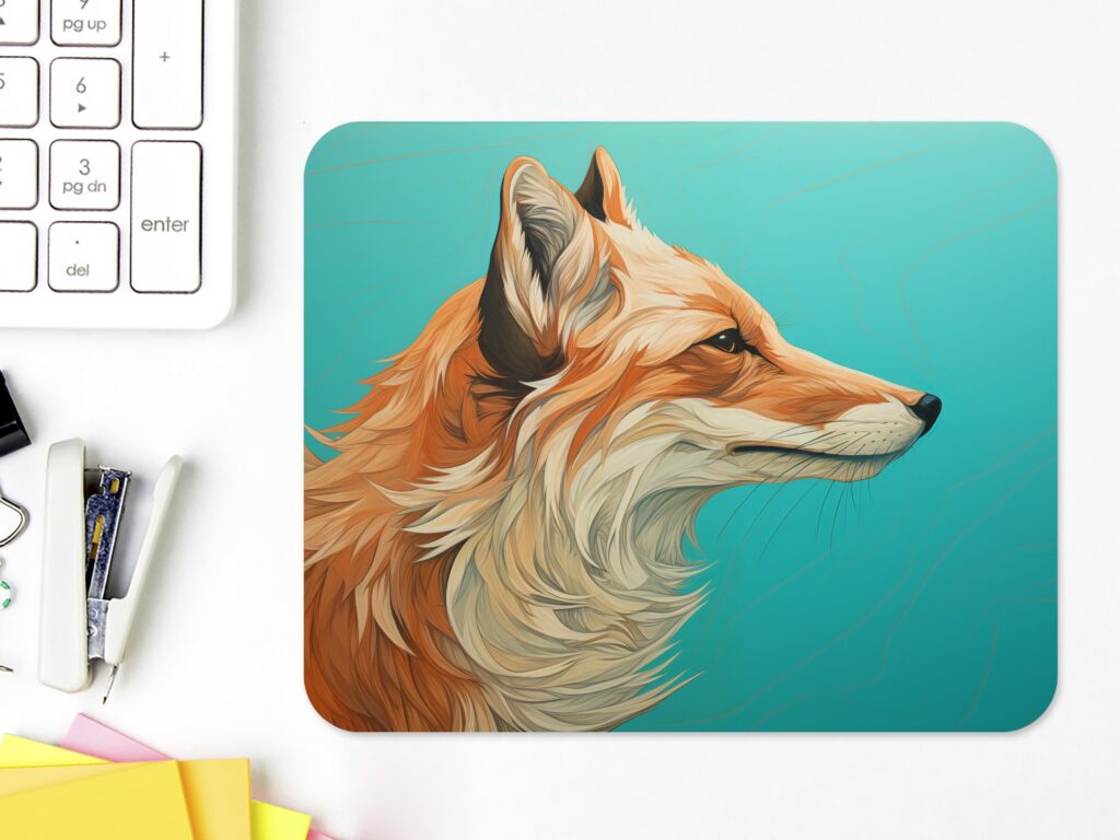Fox Mouse Pad, Soft Polyester, EU Made, Office Gift