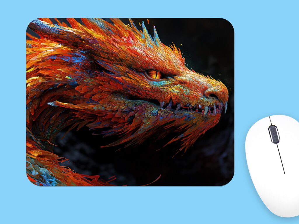 DRAGON MOUSEPAD, Soft Polyester Mouse Pad, Premium Printing, Long-Lasting Colors, Unique Dragon Design, Thoughtful Gift