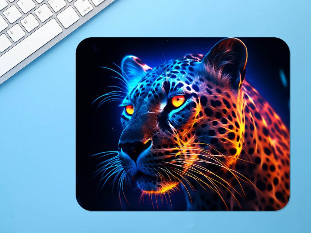 CHEETAH With Neon Glow MOUSEPAD, Soft Polyester Mouse Pad, Premium Printing, Long-Lasting Colors, Unique Design, Thoughtful Gift