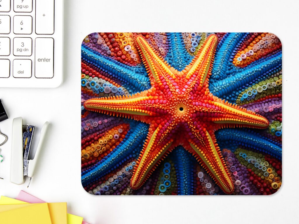 Colorful STARFISH Polyester Mouse Pad, Premium Printing mousepad, Long-Lasting Colors, Unique Starfish Design, Thoughtful Gift, Office gift