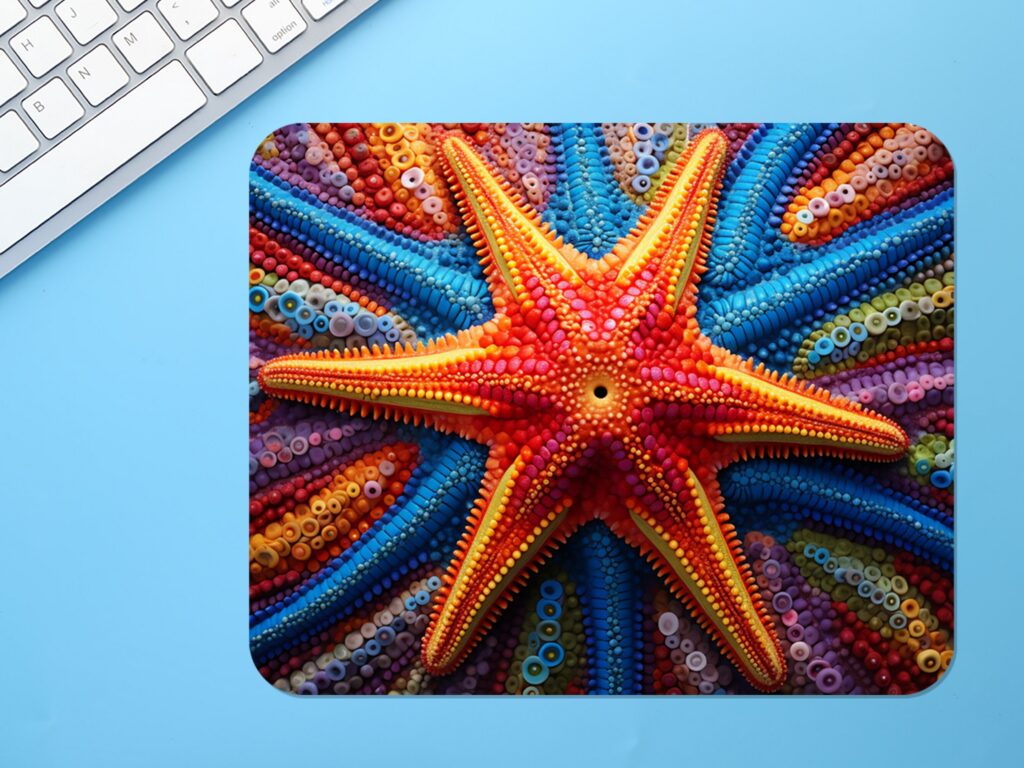 Colorful STARFISH Polyester Mouse Pad, Premium Printing mousepad, Long-Lasting Colors, Unique Starfish Design, Thoughtful Gift, Office gift