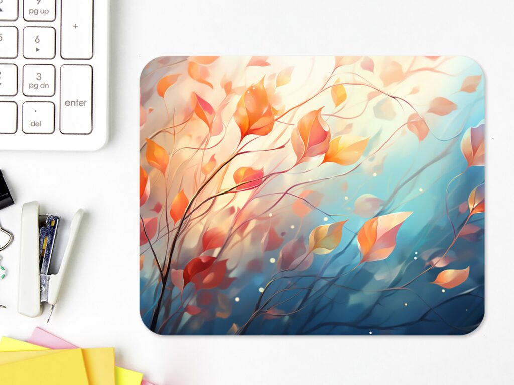 Autumn Leaves Polyester Mouse Pad, Colorful Print, EU Made