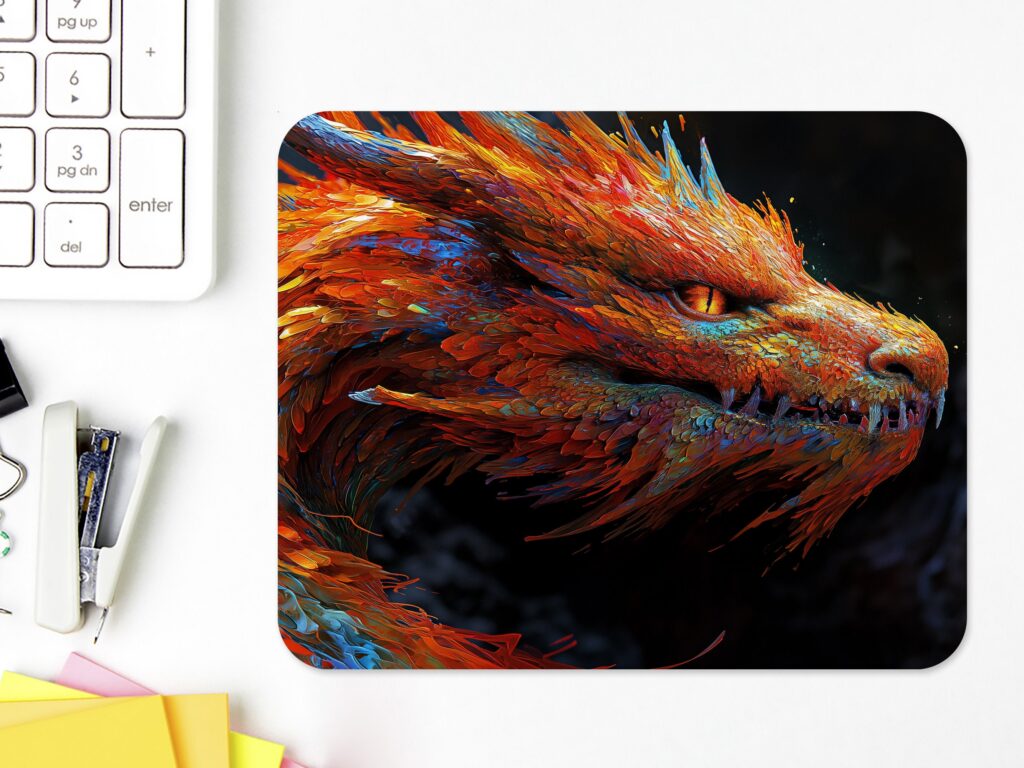 DRAGON MOUSEPAD, Soft Polyester Mouse Pad, Premium Printing, Long-Lasting Colors, Unique Dragon Design, Thoughtful Gift