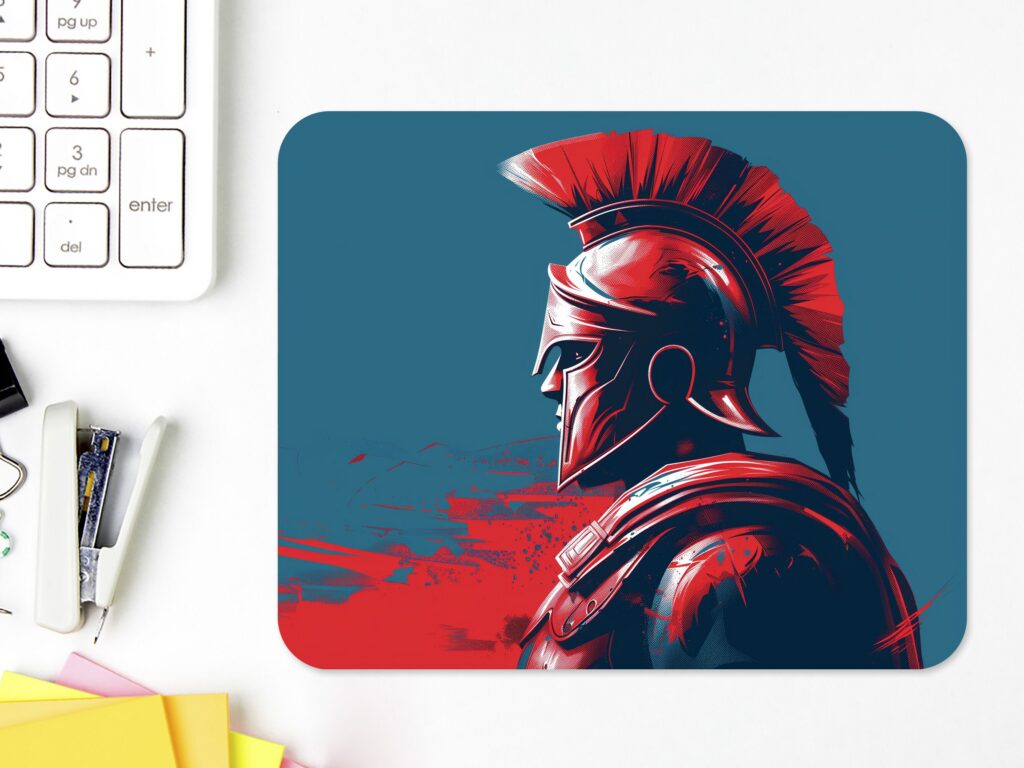 Stylized SPARTAN Warrior MOUSE PAD Soft Polyester, Premium Printing, Long-Lasting Colors, Unique Design, Thoughtful Gift, Office gift