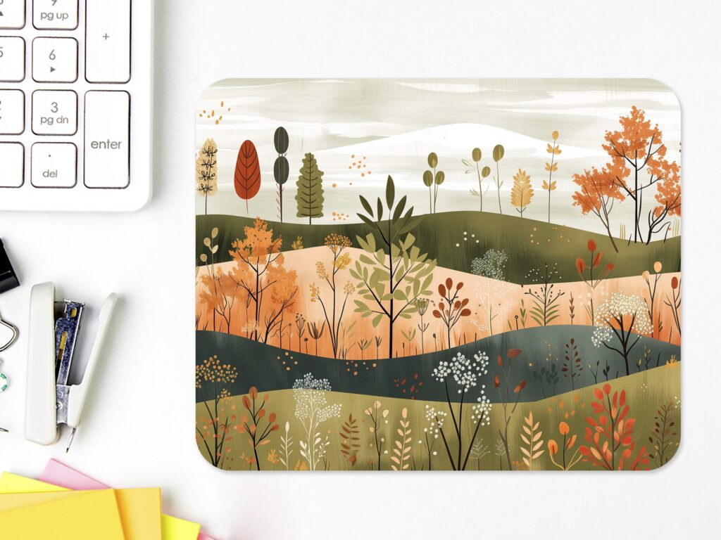 Autumn Landscape Mouse Pad, Soft Polyester, Non-Slip Rubber Base