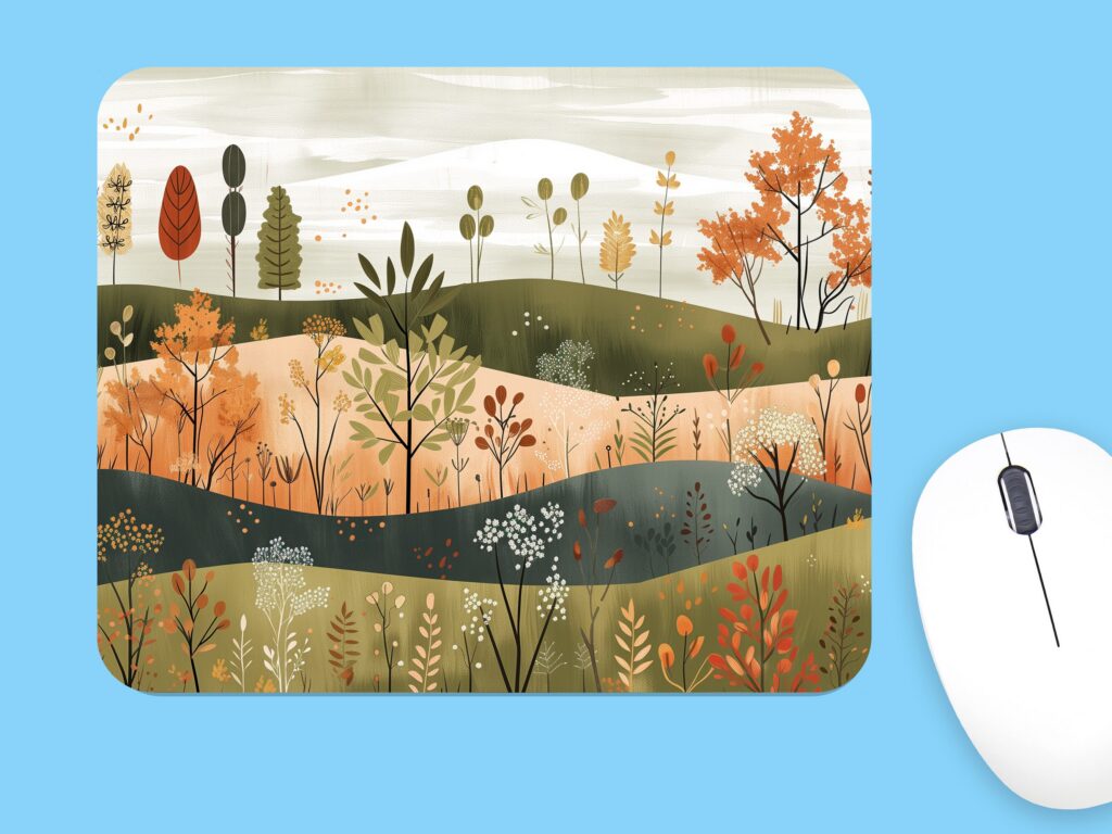 Autumn Landscape Mouse Pad, Soft Polyester, Non-Slip Rubber Base