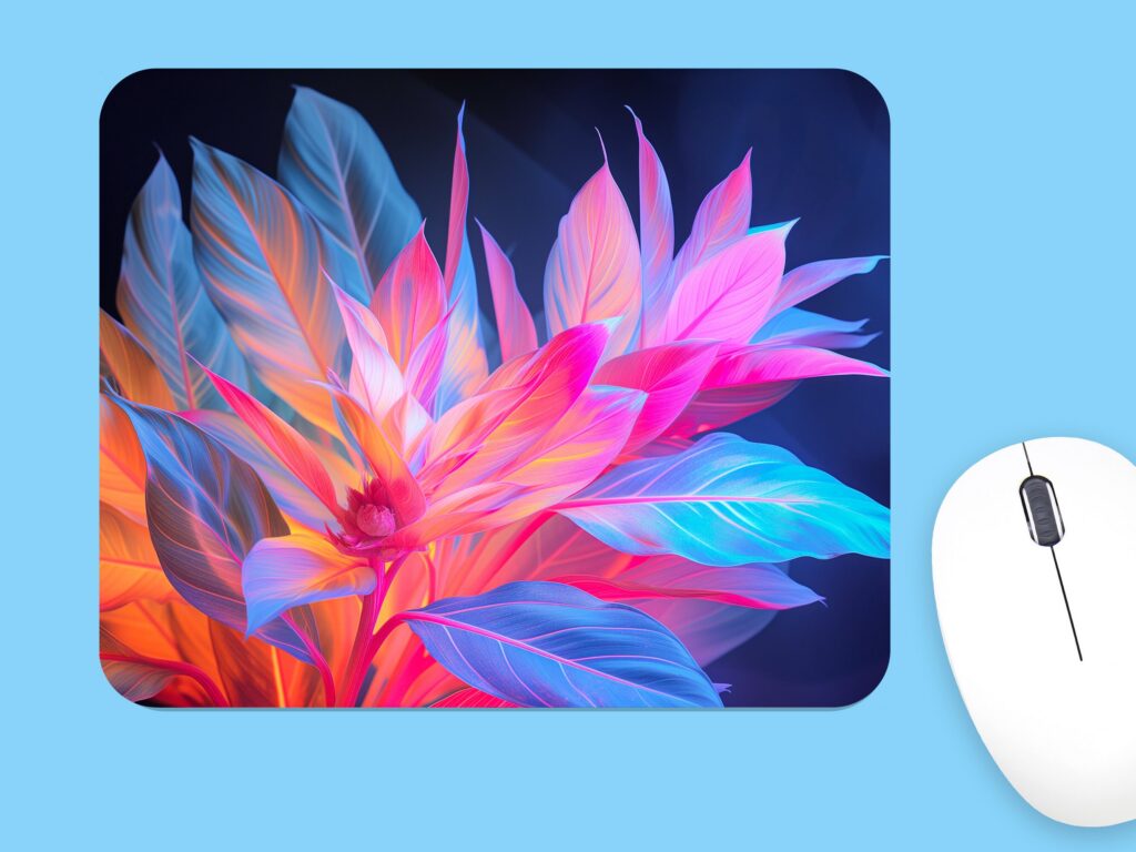 Luminescent Floral Mouse Pad, Colorful Polyester Mousepad