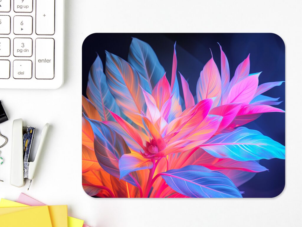 Luminescent Floral Mouse Pad, Colorful Polyester Mousepad