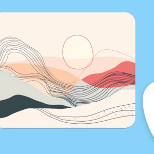 Simple Abstract SUN & MOUNTAINS Mouse Pad, Soft Polyest…