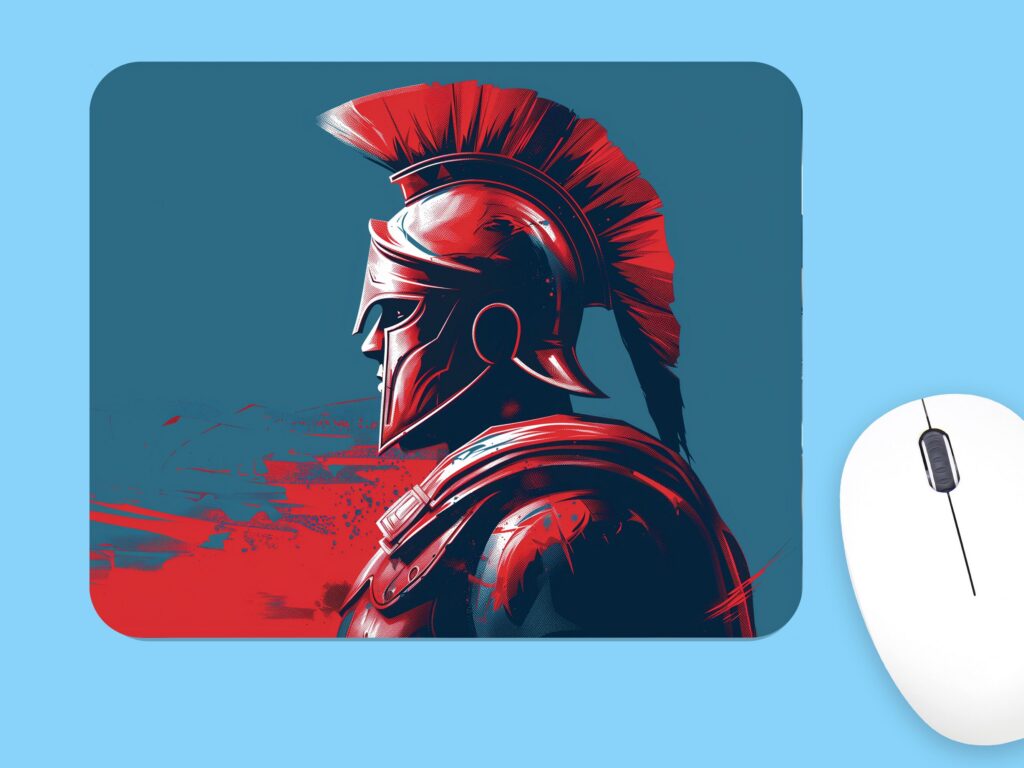 Stylized SPARTAN Warrior MOUSE PAD Soft Polyester, Premium Printing, Long-Lasting Colors, Unique Design, Thoughtful Gift, Office gift