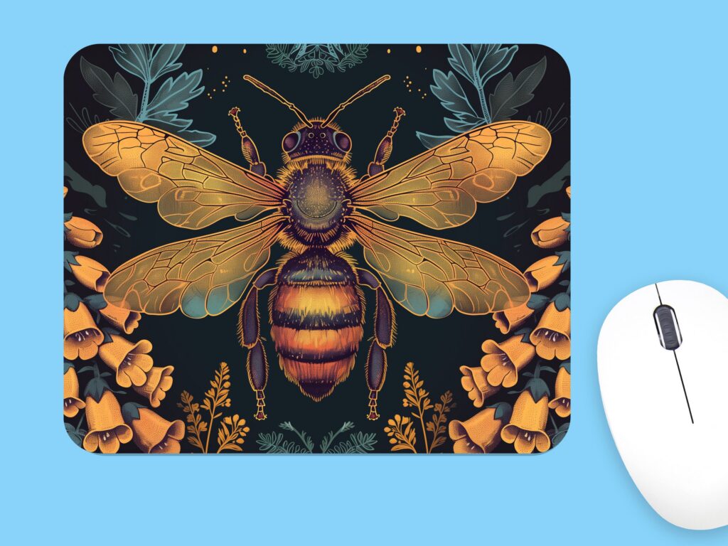 Queen BEE Polyester MOUSE PAD, Premium Printing , Long-Lasting Colors, Bee Mousepad Unique Design, Thoughtful Gift, Office gift