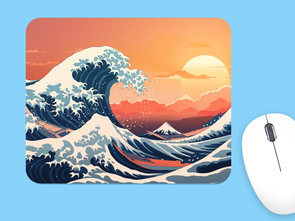 Japanese Great Wave MOUSEPAD, Soft Polyester Mouse Pad, Premium Printing, Long-Lasting Colors, Unique Design, Thoughtful Gift
