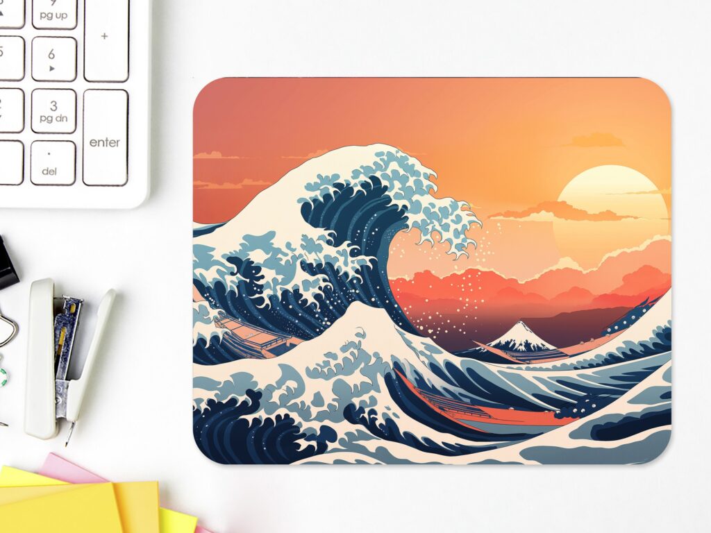 Japanese Great Wave MOUSEPAD, Soft Polyester Mouse Pad, Premium Printing, Long-Lasting Colors, Unique Design, Thoughtful Gift