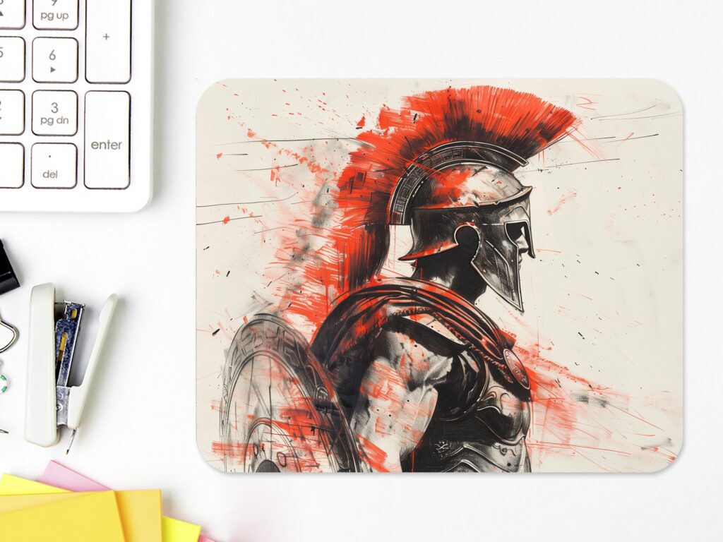 SPARTAN Warrior Drawing MOUSE PAD Soft Polyester, Premium Printing, Long-Lasting Colors, Unique Spartan Design, Thoughtful Gift, Office gift