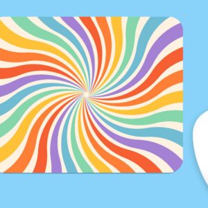 Groovy Abstract Rainbow Mouse Pad, Cute Unique Abstract Rain…