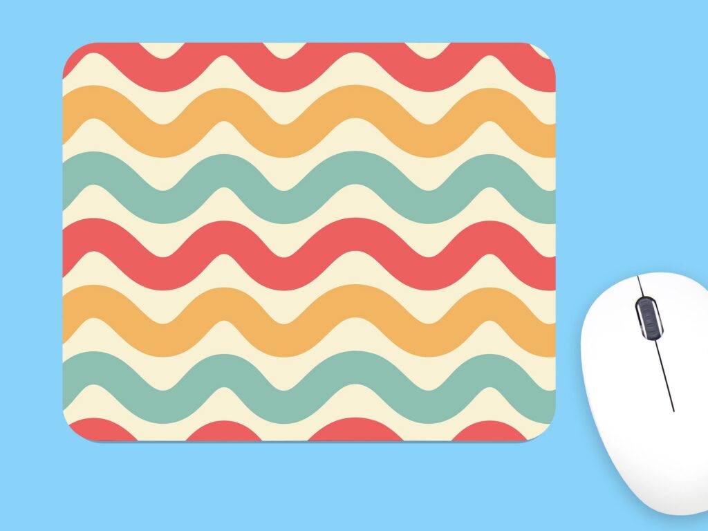 Retro Wavy Mouse Pad, Cute Unique Abstract Waves Mousepad Square Colorful Groovy Aesthetic Desk Mat, Cool Small Mouse Pad