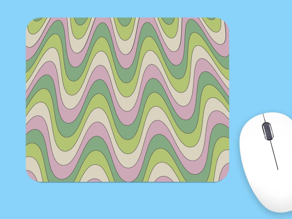 Groovy Psychedelic Wavy Mouse Pad, Unique Cute Abstract Colorful Mousepad Organic Waves Aesthetic Desk Mat, Cool Small Mouse Pad