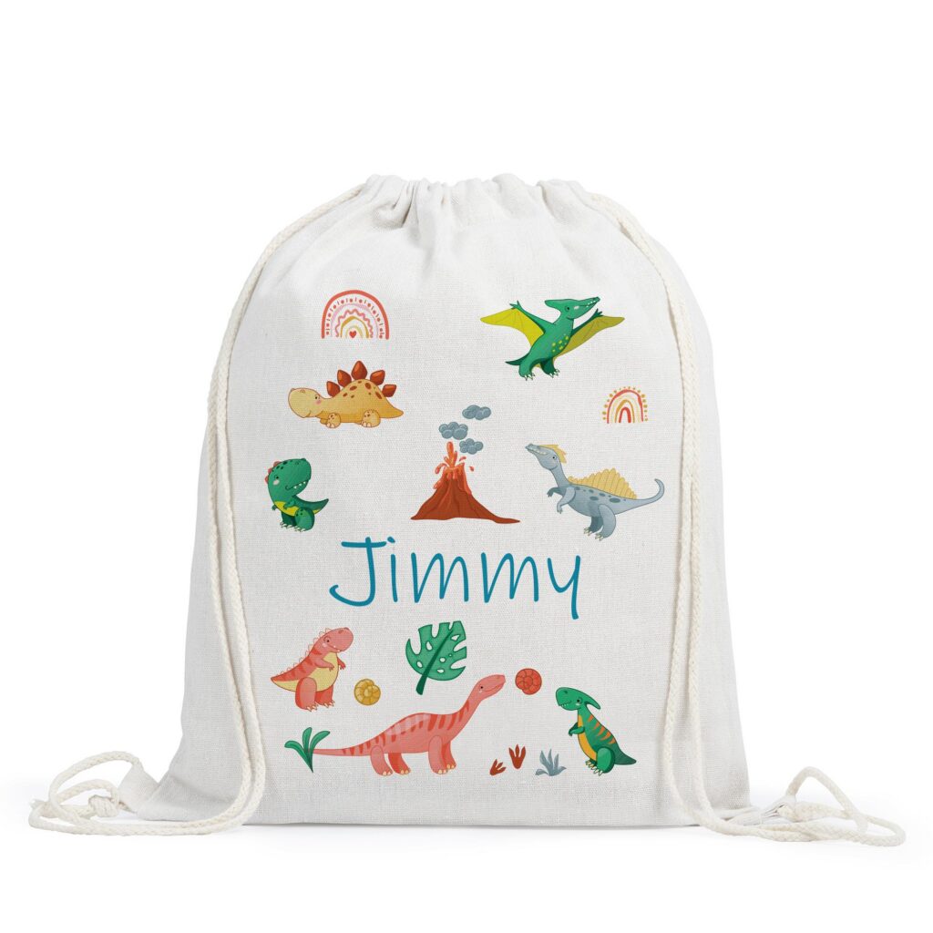 Personalised Dinosaurs Drawstring Bag, Kids School Bag, Personalized Gym Bag, Swimming Bag, Back to School, Drawstring Bag Kids, PE Bag Kit
