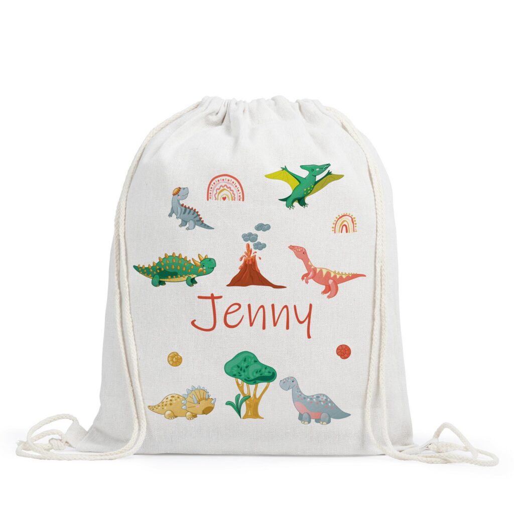 Personalised Dinosaurs Drawstring Bag, Kids School Bag, Personalized Gym Bag, Swimming Bag, Back to School, Drawstring Bag Kids, PE Bag Kit