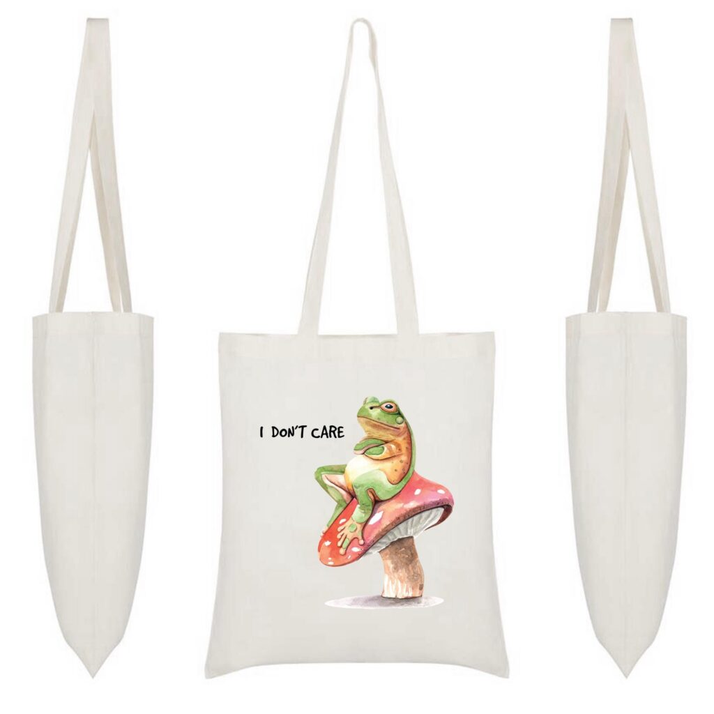 Frog on Mushroom tote bag, Sarcastic Totes, Funny Animal Meme Tote Bag, Vintage Sloth Tote Bag, Sloth Gift