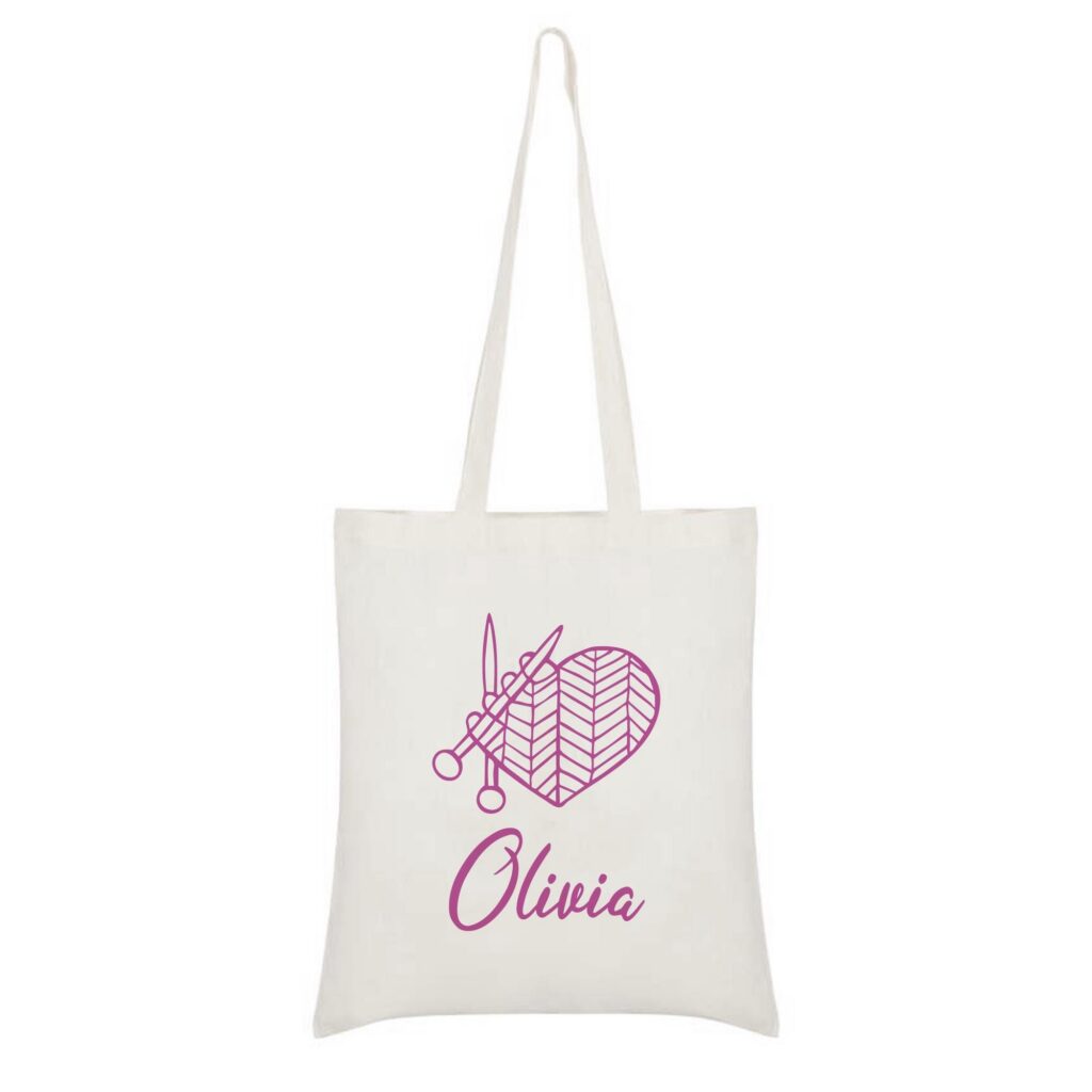 Personalised knitting bag, Personalized gift for knitter with name, Knitting Tote Bag, Knitting Shopping Bag, Nanny, granny, mammie gift